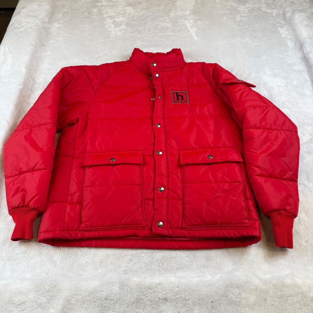 Vintage Pla-Jac by Dunbrooke Red Puffer‎ Jacket Mens Medium Made in USA Quilted